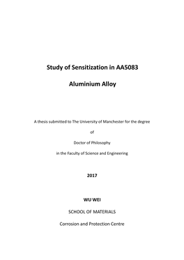 Study of Sensitization in AA5083 Aluminium Alloy