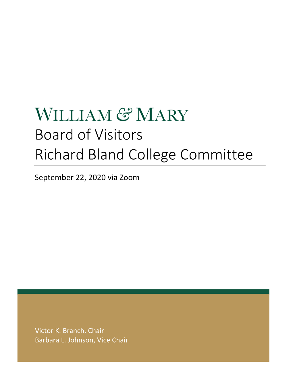 Board of Visitors Richard Bland College Committee