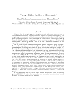 The Art Gallery Problem Is ∃R-Complete∗