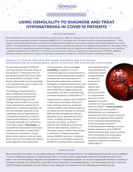 Using Osmolality to Diagnose and Treat Hyponatremia in Covid-19 Patients