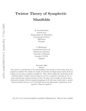 Twistor Theory of Symplectic Manifolds