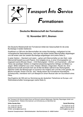 Deutsche Meisterschaft Formationen Standard Und Latein