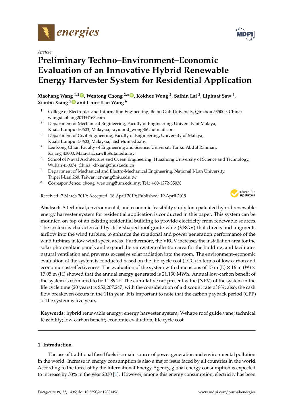 Preliminary Techno–Environment–Economic Evaluation Of An Innovative ...