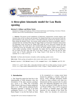 A Three-Plate Kinematic Model for Lau Basin Opening