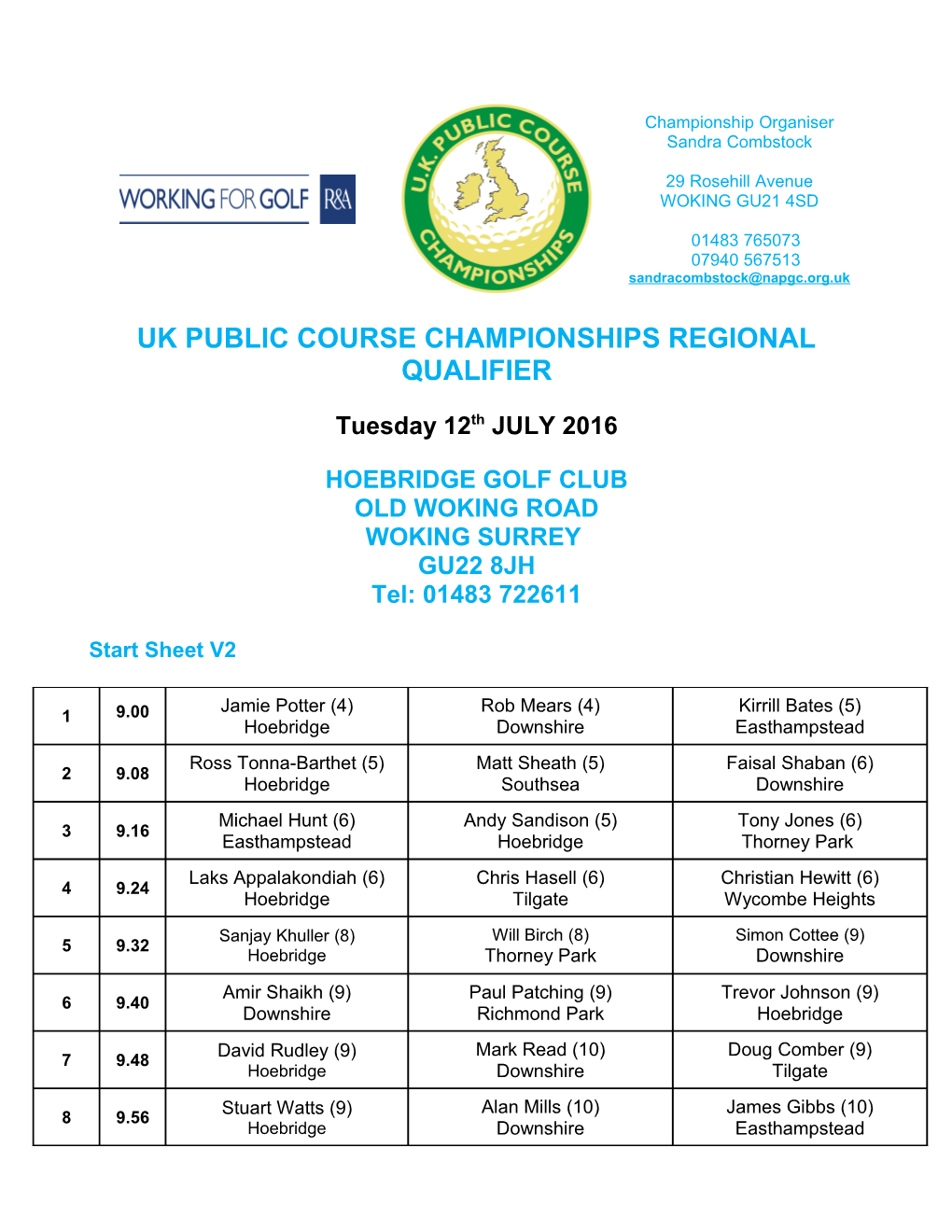 Uk Public Course Championships Regional Qualifier