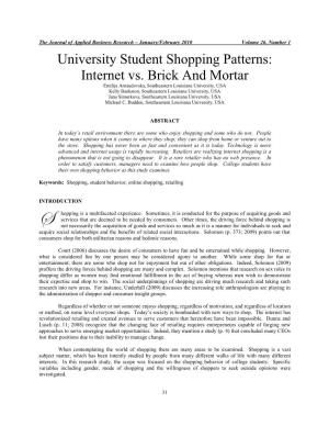 University Student Shopping Patterns: Internet Vs