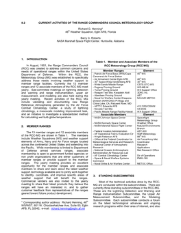 8.2 Current Activities of the Range Commanders Council Meteorology Group