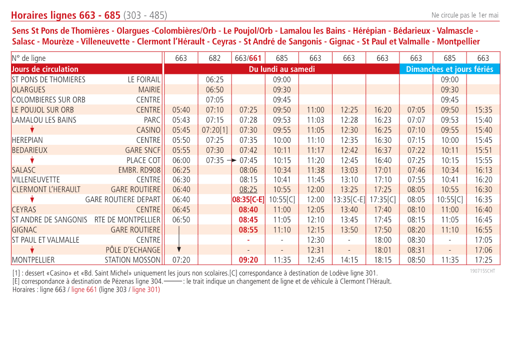 Horaires Lignes