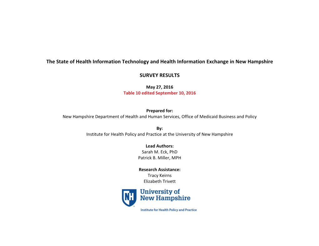 2016 NH Health Information Technology & Health Information