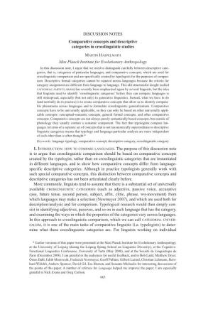 DISCUSSION NOTES Comparative Concepts and Descriptive Categories in Crosslinguistic Studies