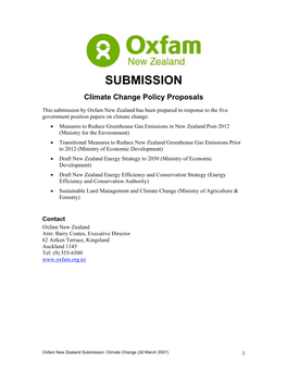 SUBMISSION Climate Change Policy Proposals