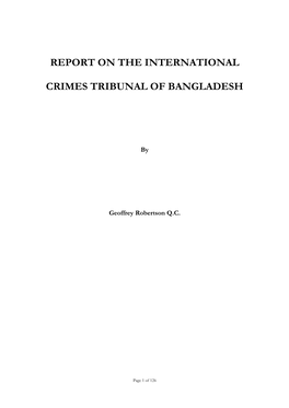 Report on the International Crimes Tribunal Of