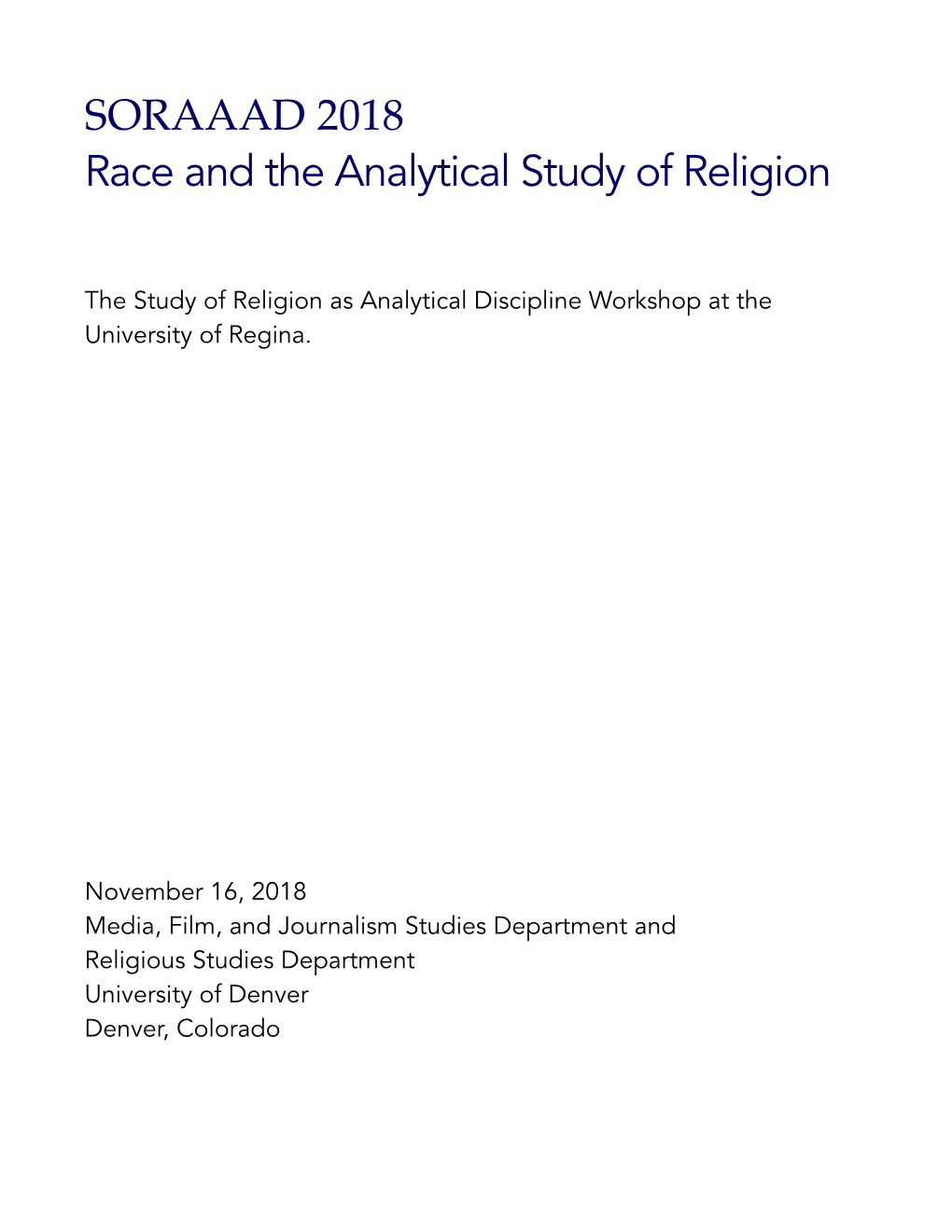 2018 Race and the Analytical Study of Religion
