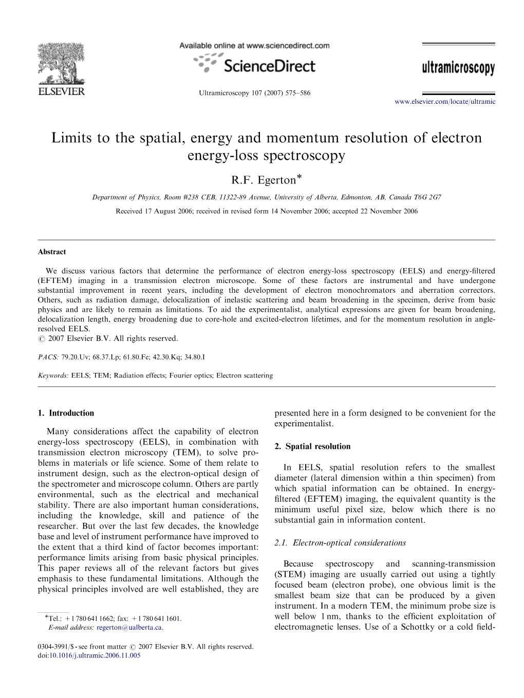 Limits to the Spatial, Energy and Momentum Resolution of Electron Energy-Loss Spectroscopy