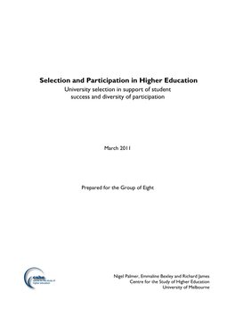 University Selection in Support of Student Success and Diversity of Participation