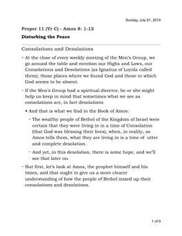 Amos 8: 1-12 Disturbing the Peace