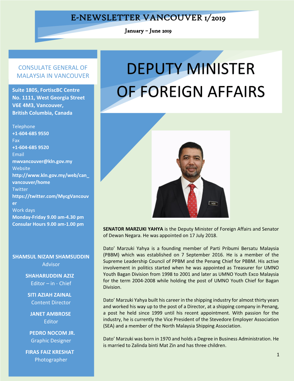 Deputy Minister of Foreign Affairs and Senator of Dewan Negara