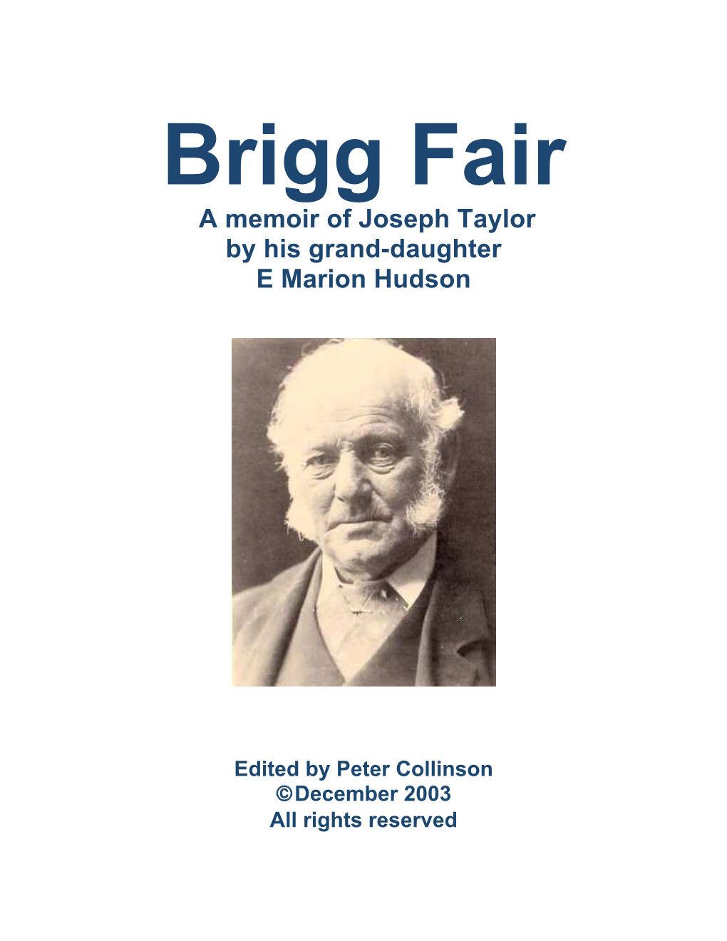 Brigg Fair: a Memoir of Joseph Taylor by His Grand-Daughter E Marion