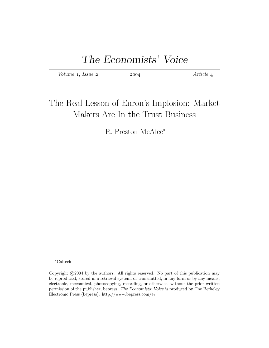 The Real Lesson of Enron's Implosion: Market Makers Are in The