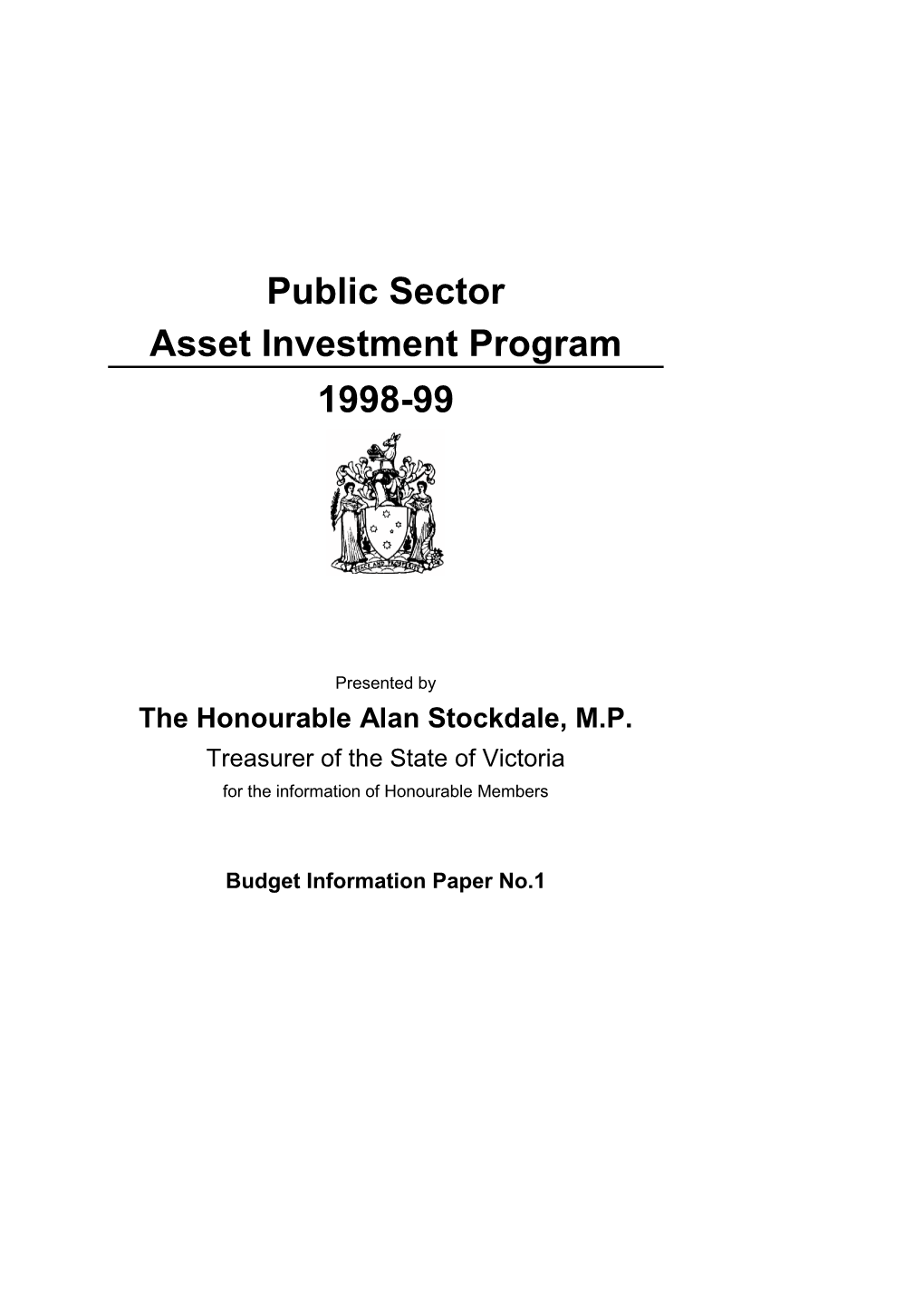 Public Sector Asset Investment Program 1998-99