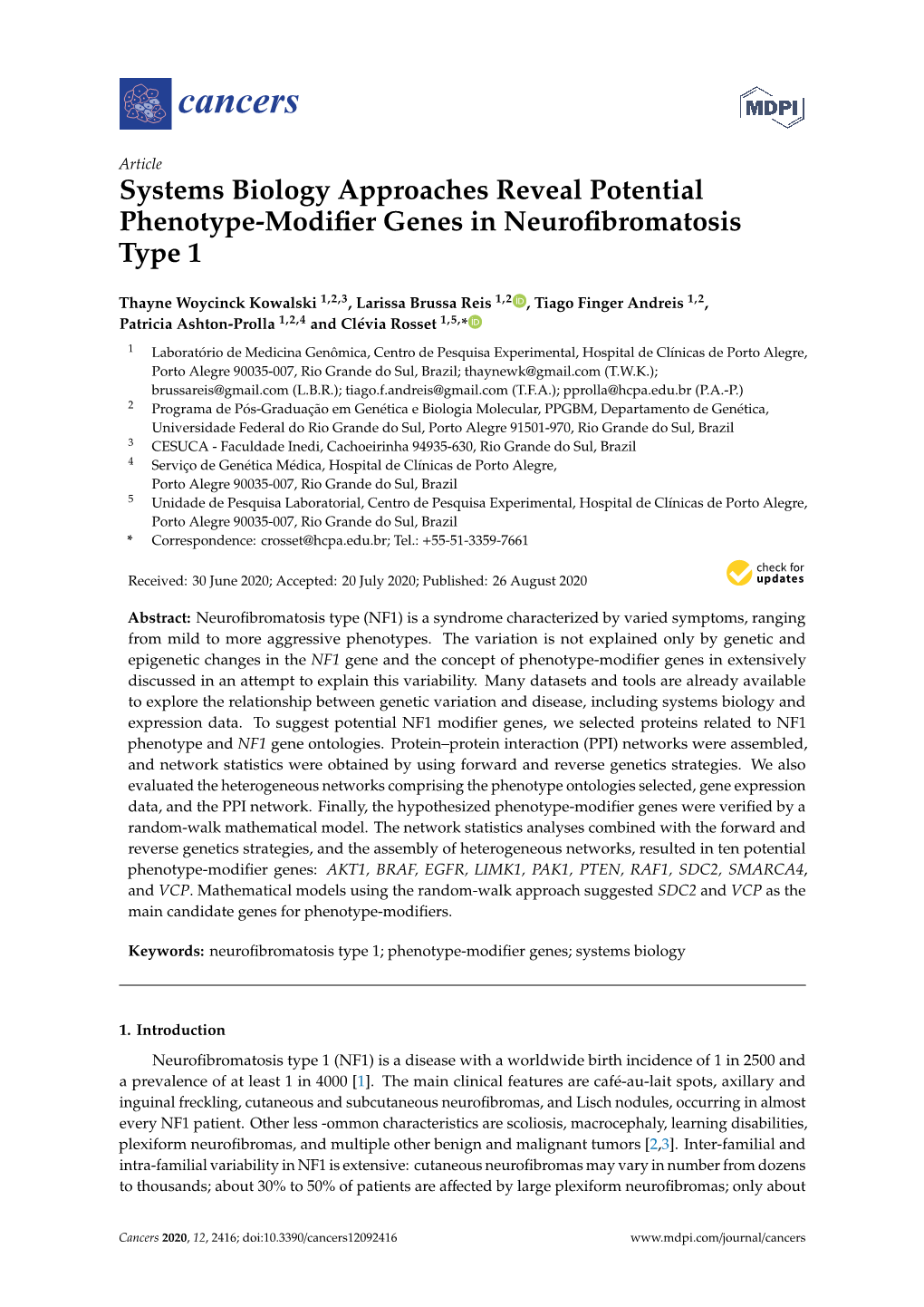 Systems Biology Approaches Reveal Potential Phenotype-Modifier