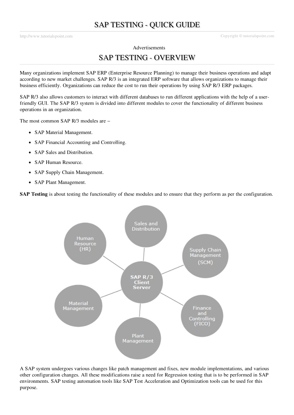 SAP Testing Quick Guide