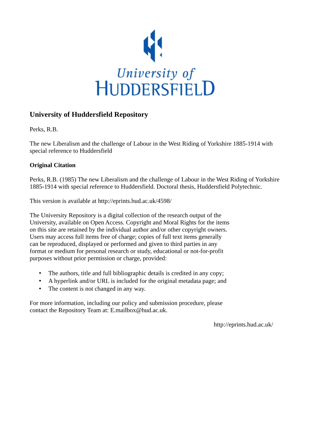 University of Huddersfield Repository