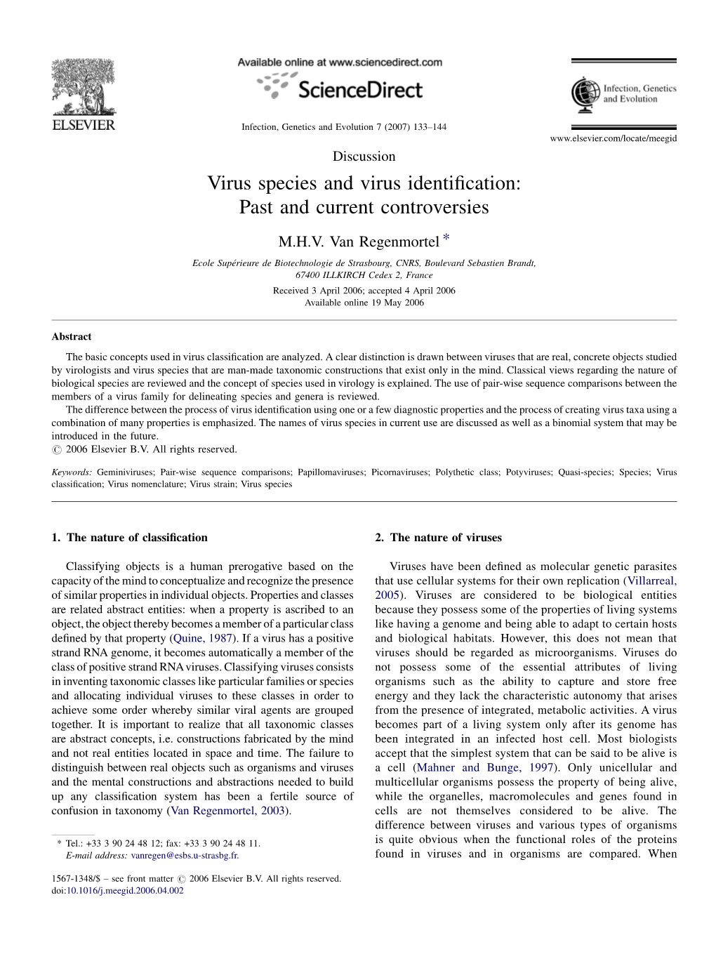 Virus Species and Virus Identification: Past and Current Controversies