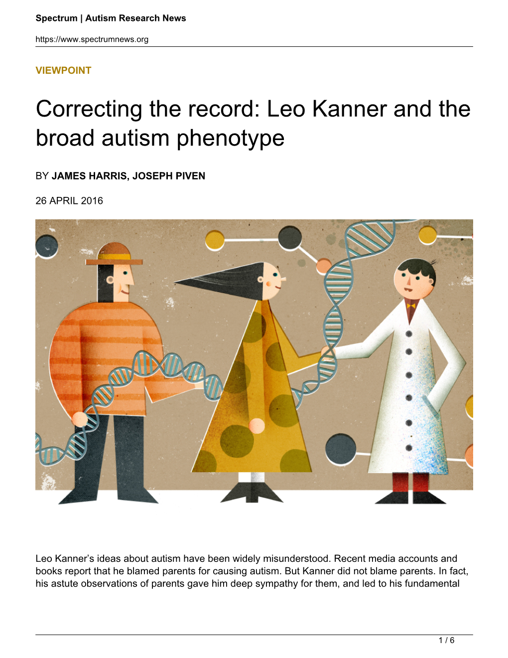 Correcting the Record: Leo Kanner and the Broad Autism Phenotype