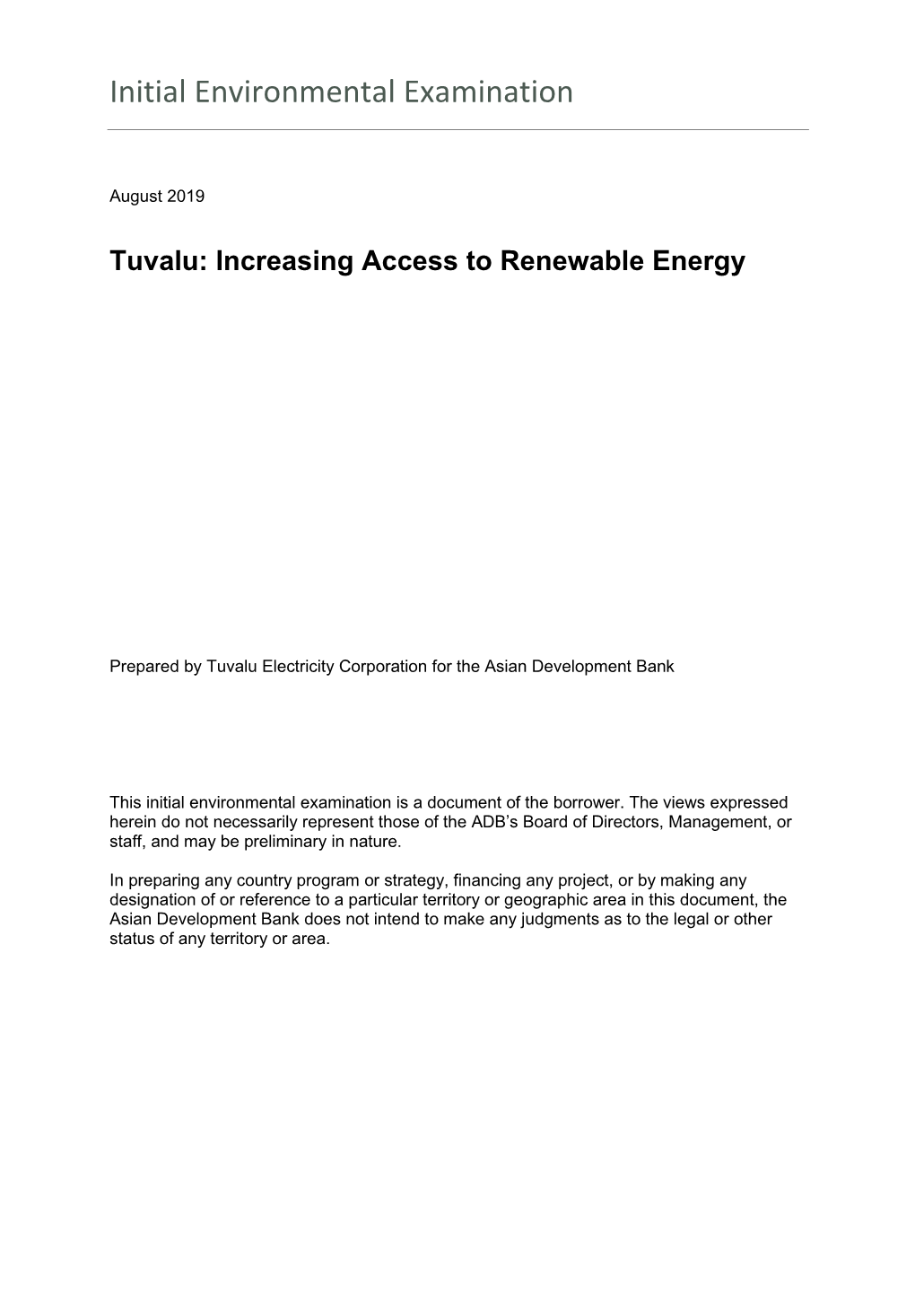 Initial Environmental Examination