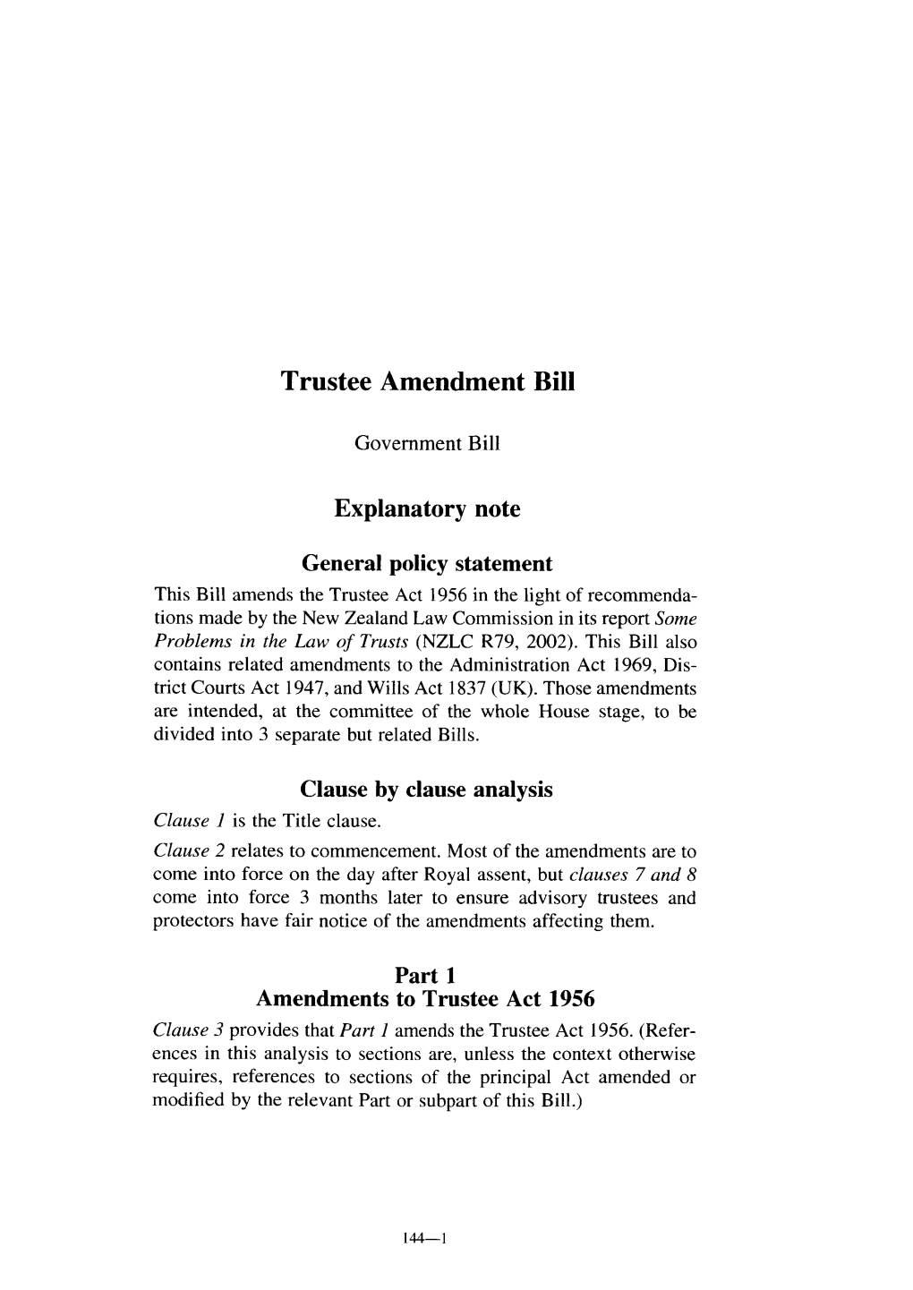 Trustee Amendment Bill-144-1