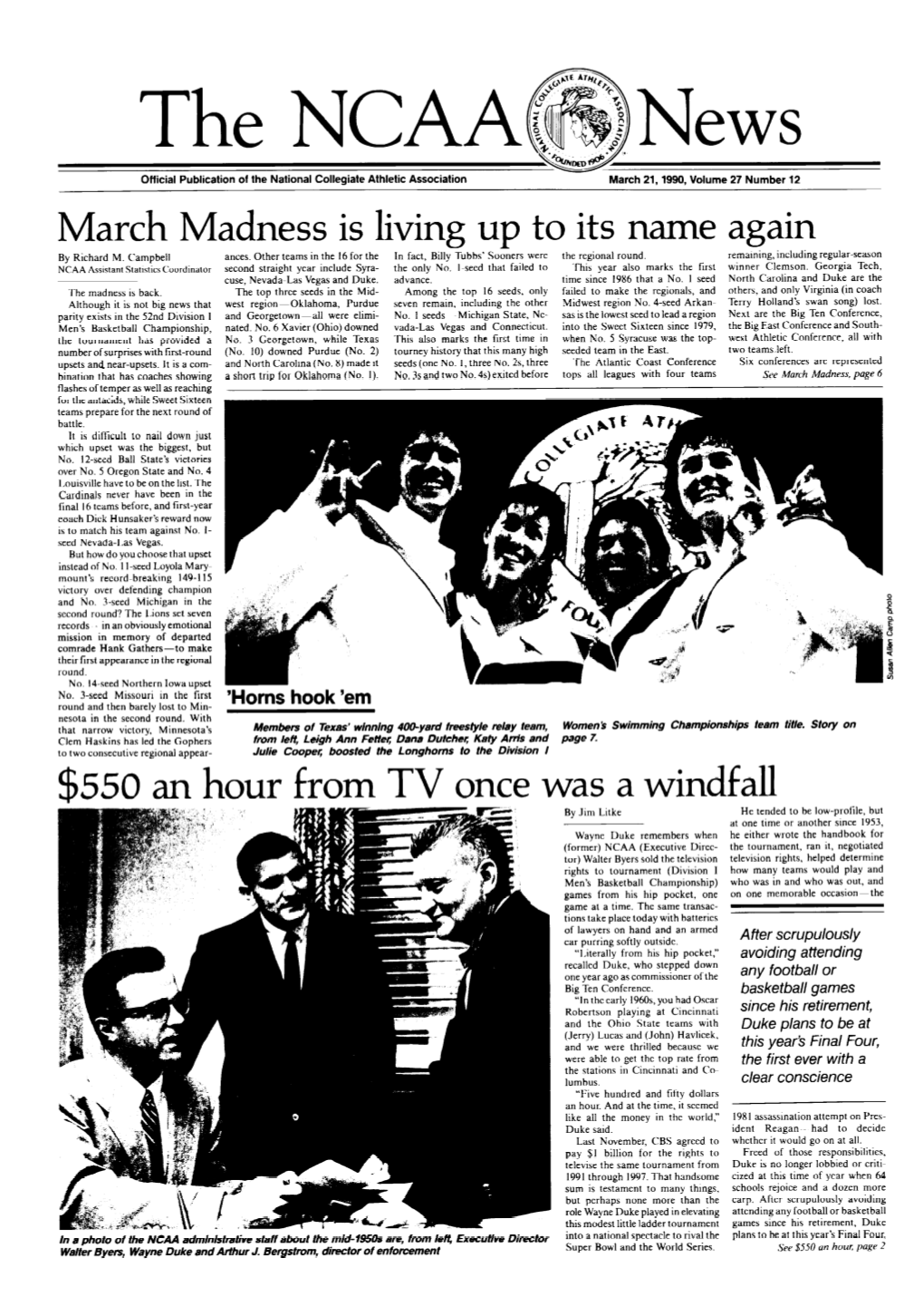 THE NCAA NEWS/March 21,199O $550 an Hour