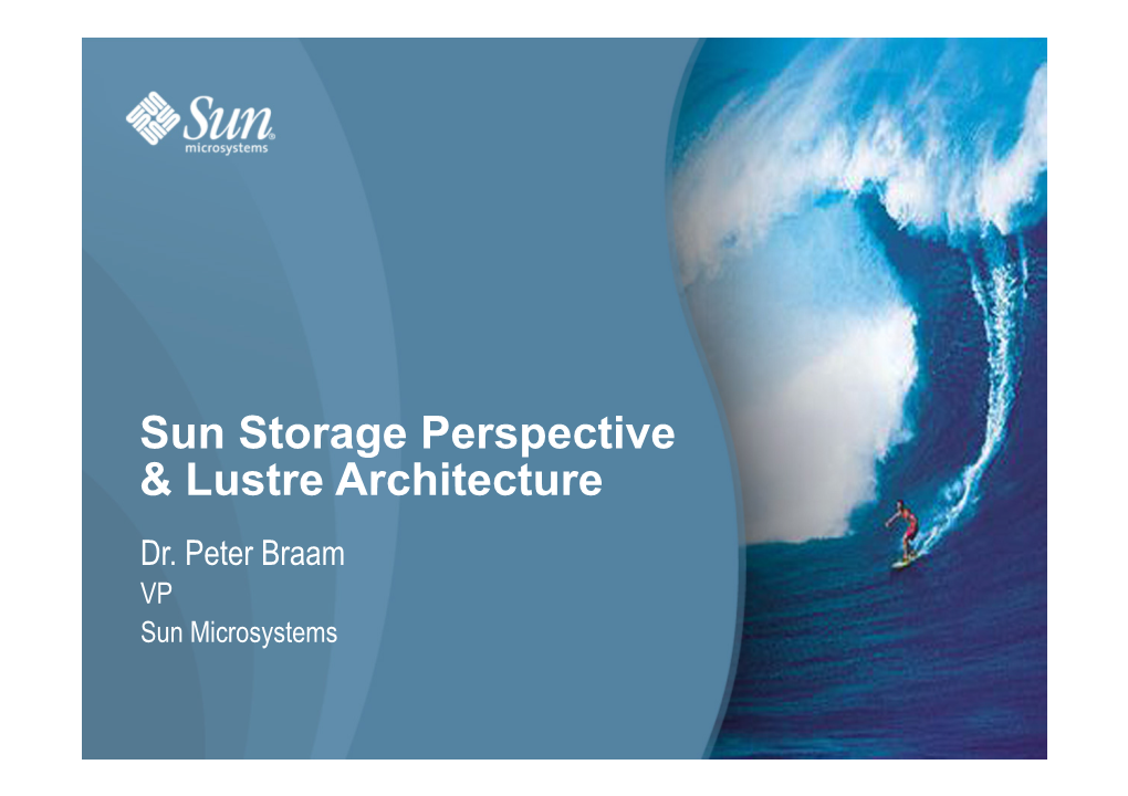 Sun Storage Perspective & Lustre Architecture