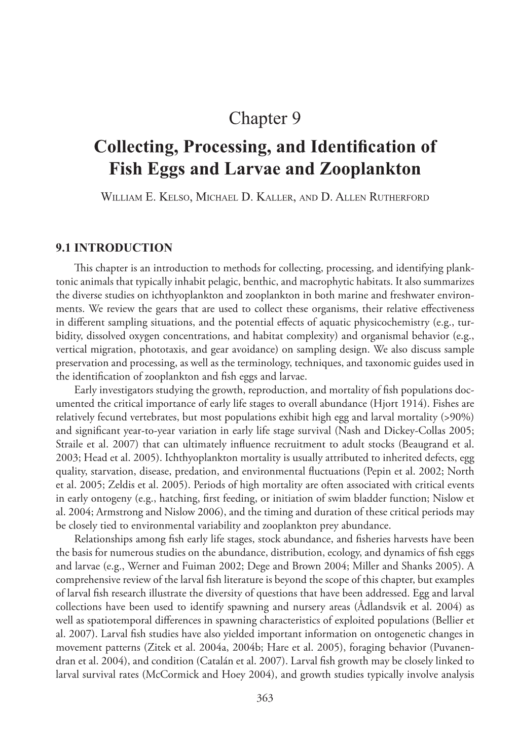 Chapter 9 Collecting, Processing, and Identification of Fish Eggs and Larvae and Zooplankton