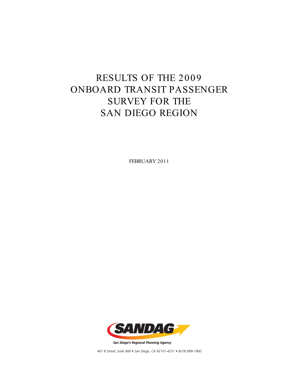 2009 Onboard Transit Passenger Survey for the San Diego Region