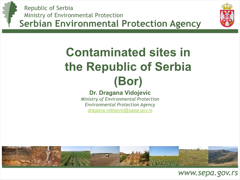 Contaminated Sites in the Republic of Serbia (Bor) Dr