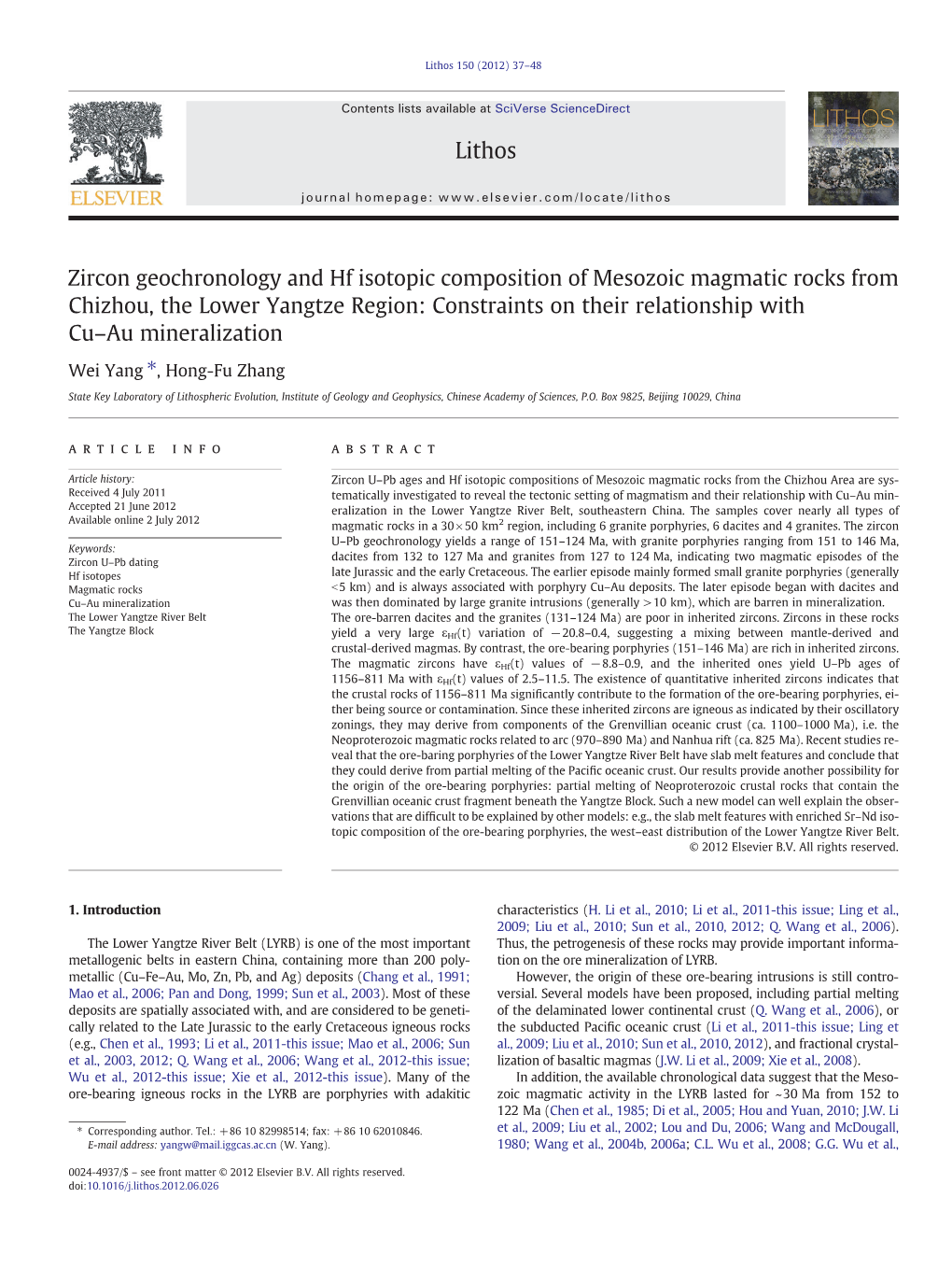 Zircon Geochronology and Hf Isotopic Composition of Mesozoic Magmatic