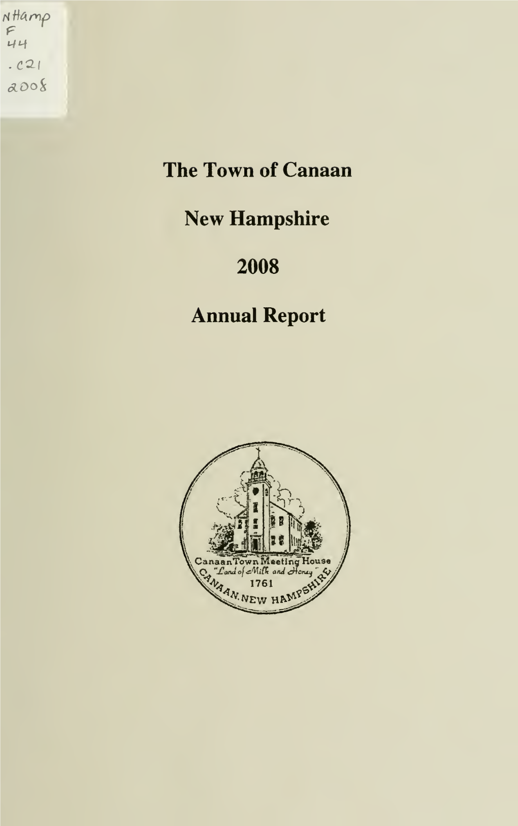 Town of Canaan, New Hampshire. 2008 Annual Report