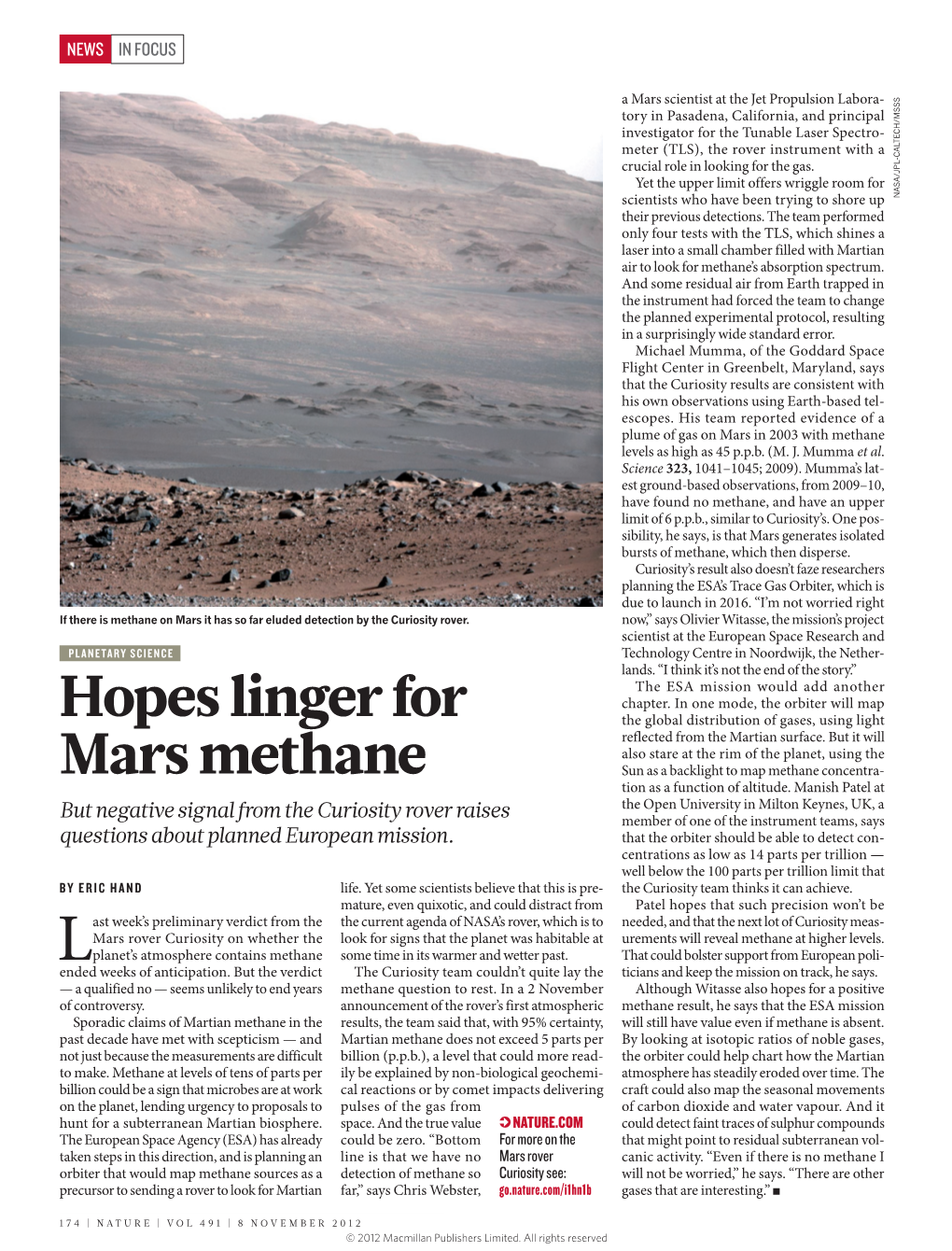 Hopes Linger for Mars Methane