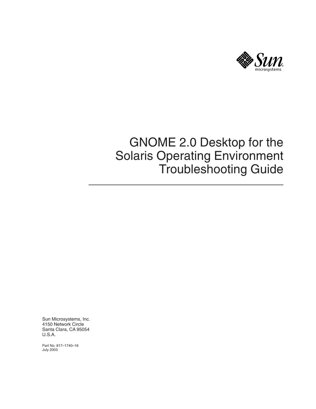 GNOME 2.0 Desktop for the Solaris Operating Environment Troubleshooting Guide