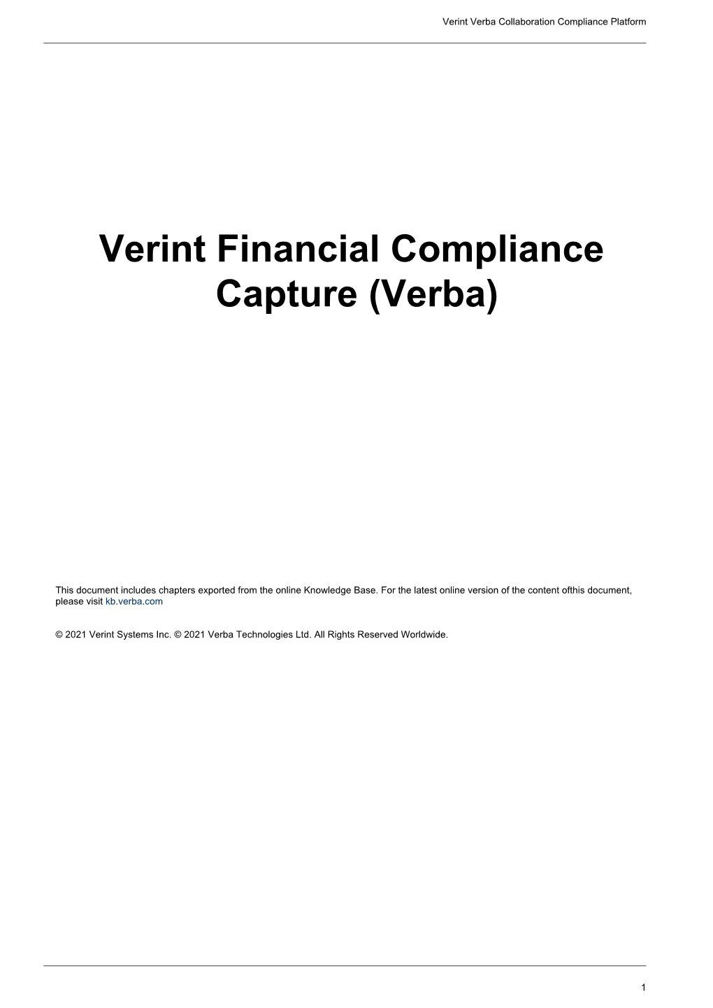 Verint Financial Compliance Capture (Verba)