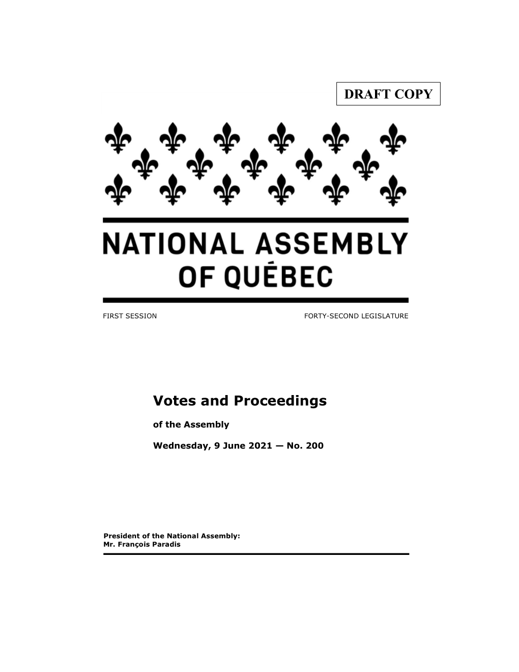 Votes and Proceedings of the Assembly