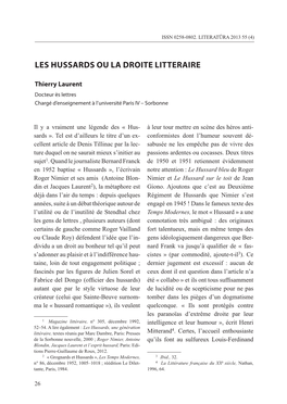 Les Hussards Ou La Droite Litteraire