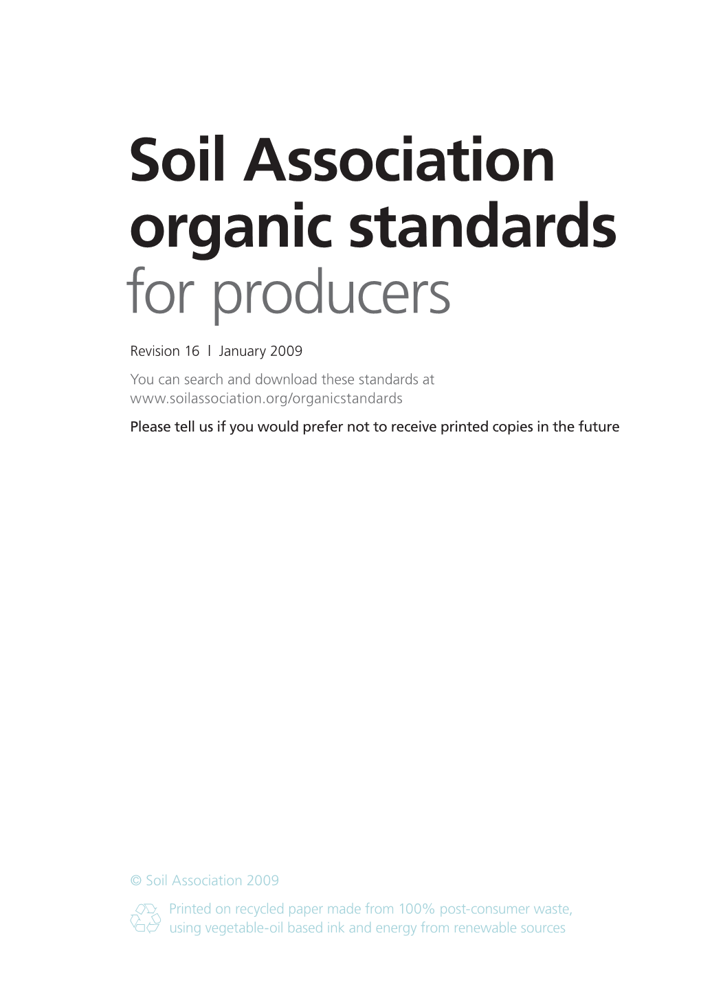 Soil Association Organic Standards for Producers