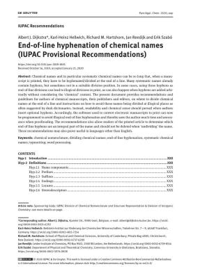 End-Of-Line Hyphenation of Chemical Names (IUPAC Provisional