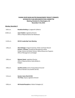 YRBWEP Implmentation Committee Agenda November 9-10, 2015