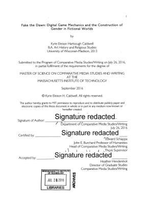 Signature Redacted- Department Of' Omparative Media Studies/Writing July 26, 2016