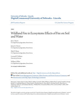Wildland Fire in Ecosystems Effects of Fire on Soil and Water Jan L