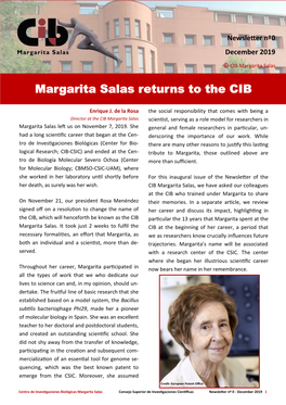 Margarita Salas Returns to the CIB