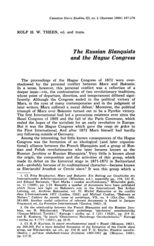 The Russian Blanquists and the Hague Congress